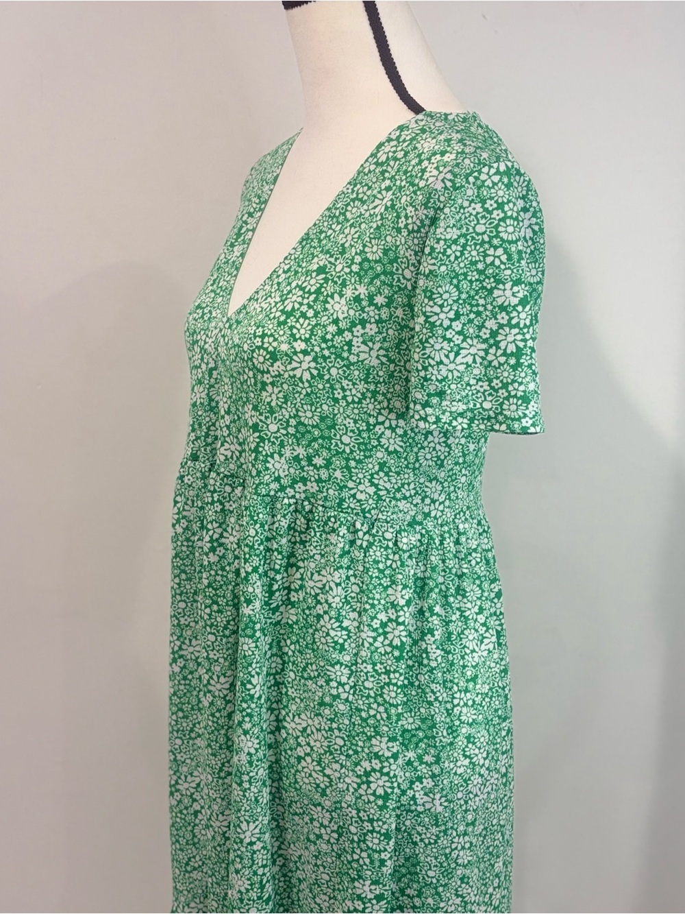 Zara Green Floral Maxi Dress V-neck Size S - Picture 5 of 7